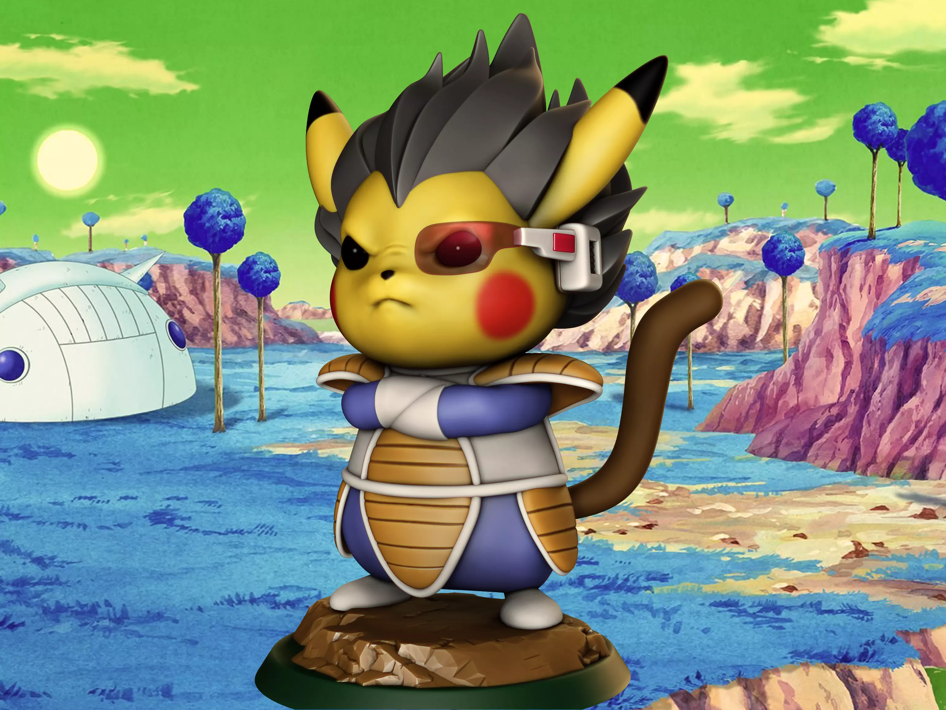 Pikachu cosplay Vegeta 3D print model_0
