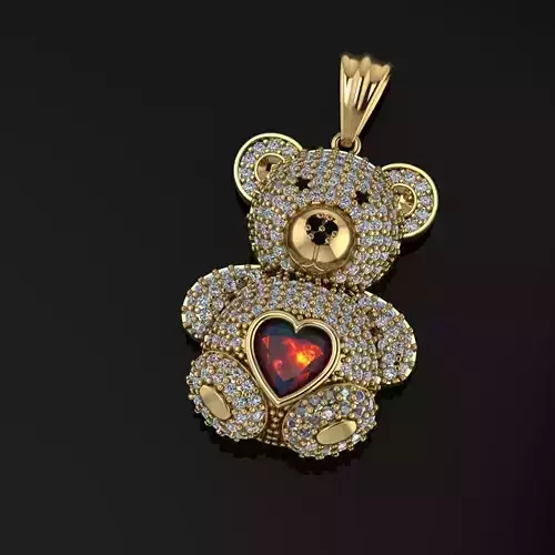 teddy bear necklace 3D print model