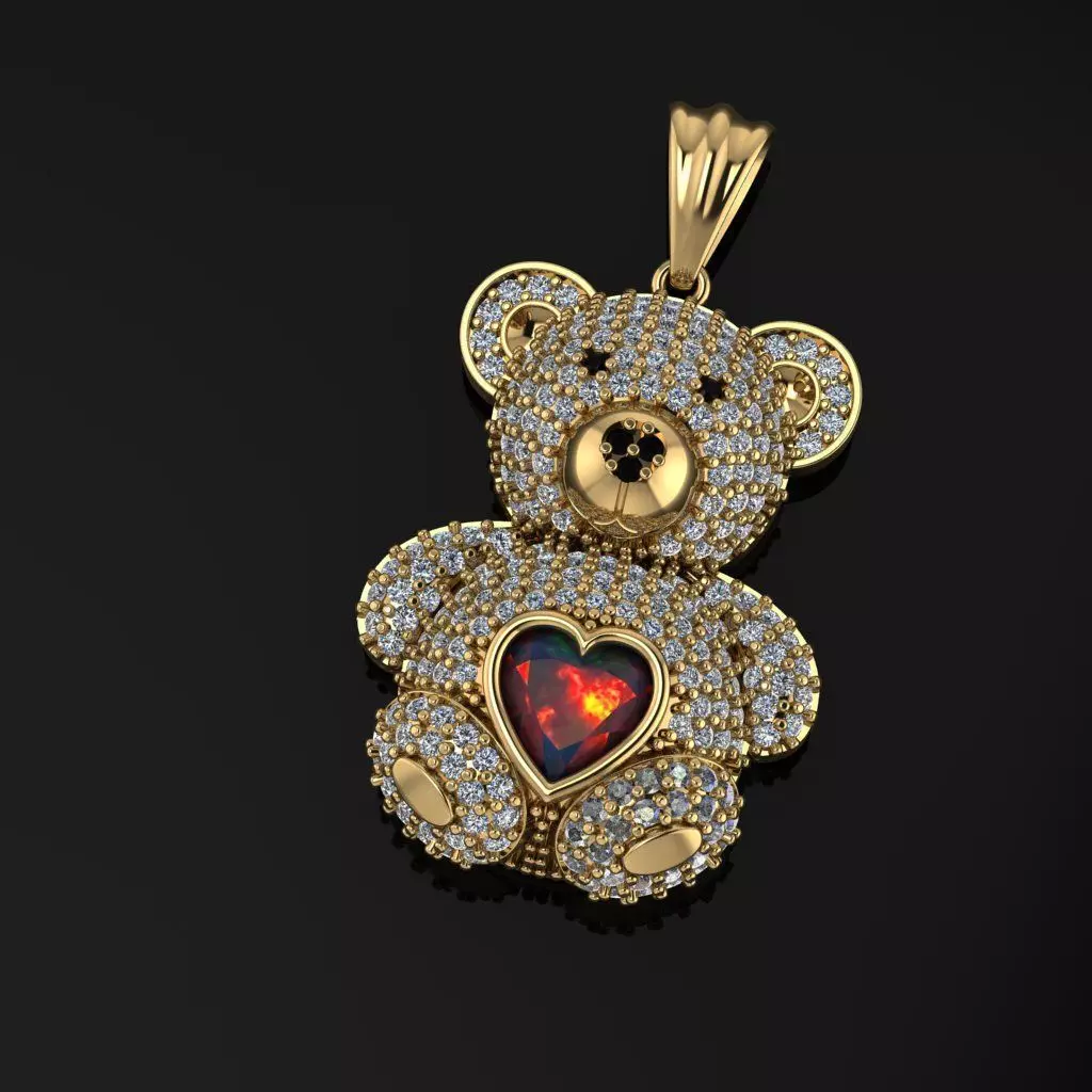 teddy bear necklace 3D print model_0