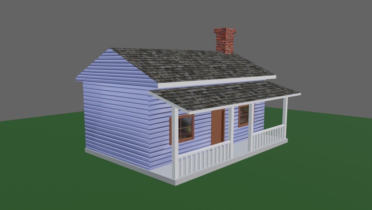 Wood House Basic - Casa de Madeira Low-poly 3D model_9