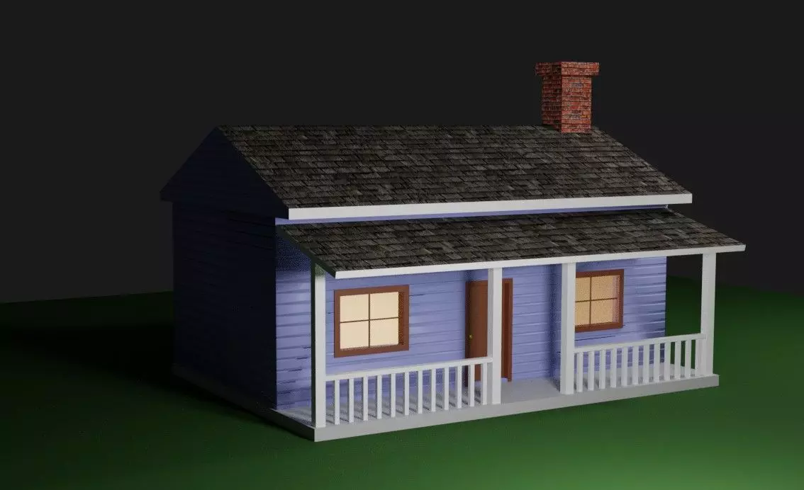 Wood House Basic - Casa de Madeira Low-poly 3D model_0