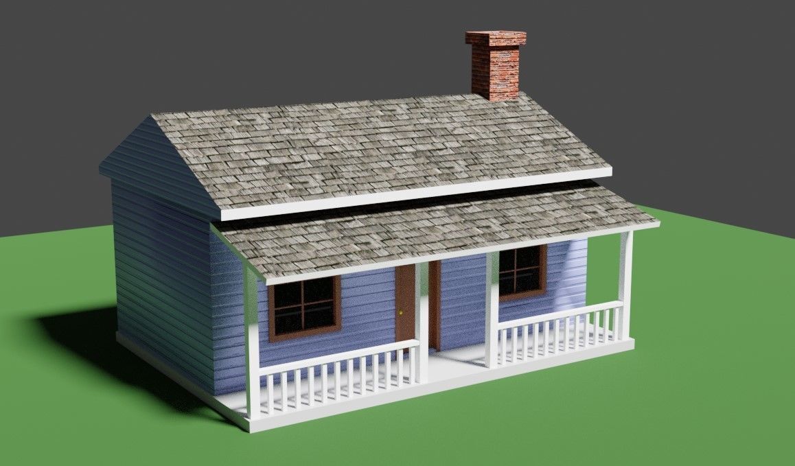 Wood House Basic - Casa de Madeira Low-poly 3D model_4