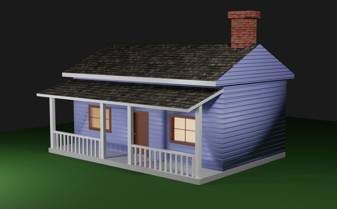 Wood House Basic - Casa de Madeira Low-poly 3D model_12