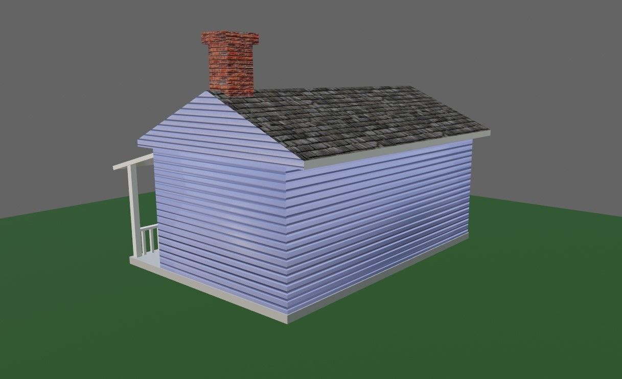 Wood House Basic - Casa de Madeira Low-poly 3D model_7