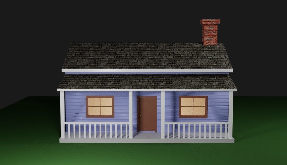 Wood House Basic - Casa de Madeira Low-poly 3D model_13