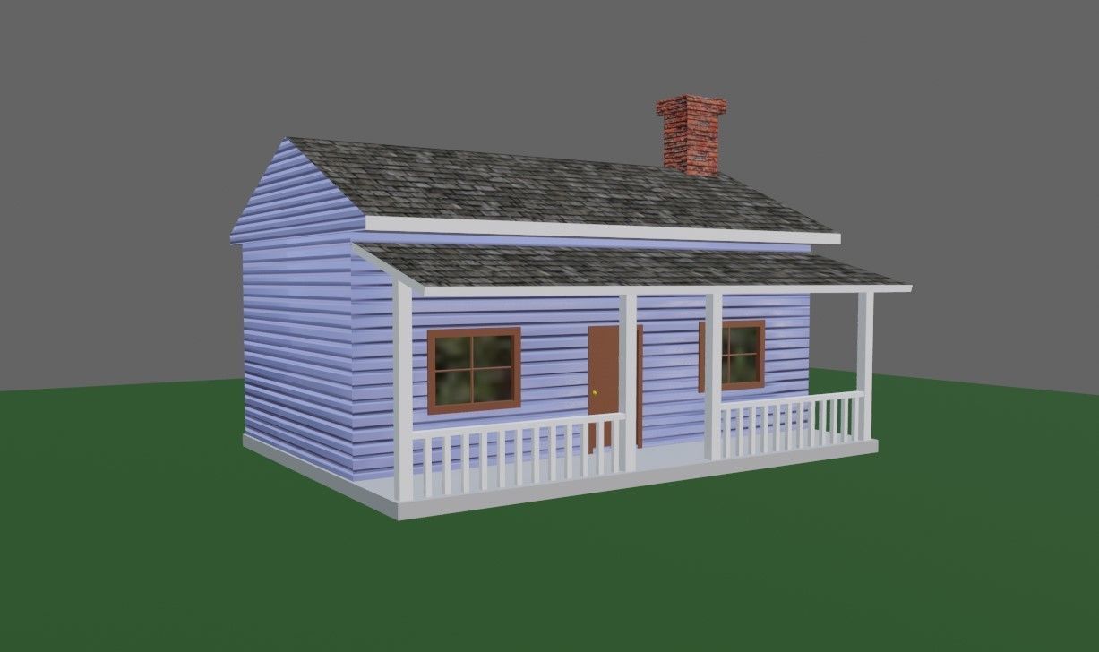 Wood House Basic - Casa de Madeira Low-poly 3D model_5