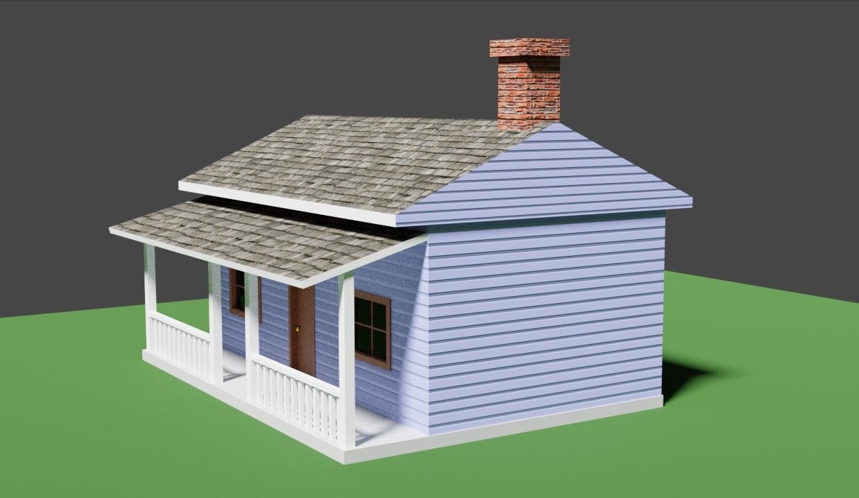 Wood House Basic - Casa de Madeira Low-poly 3D model_1