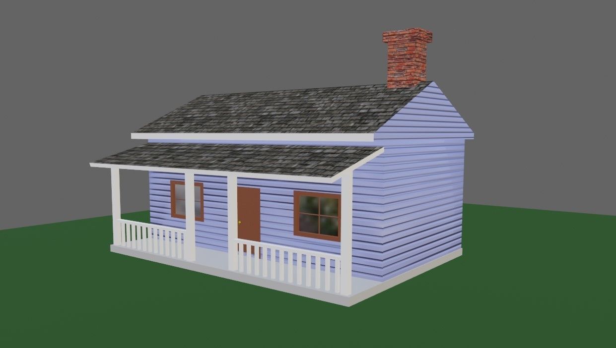 Wood House Basic - Casa de Madeira Low-poly 3D model_6