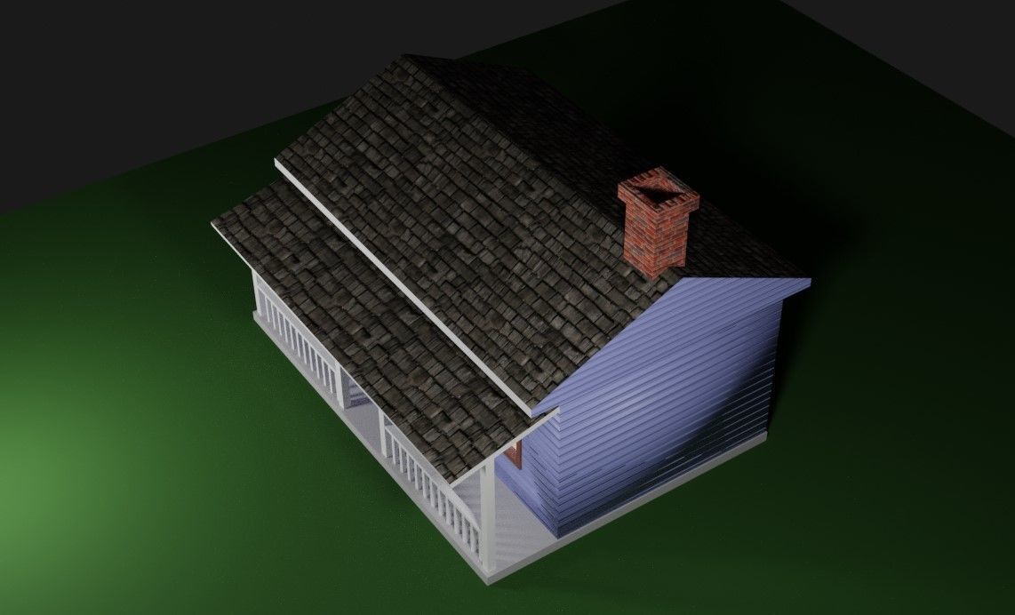 Wood House Basic - Casa de Madeira Low-poly 3D model_10