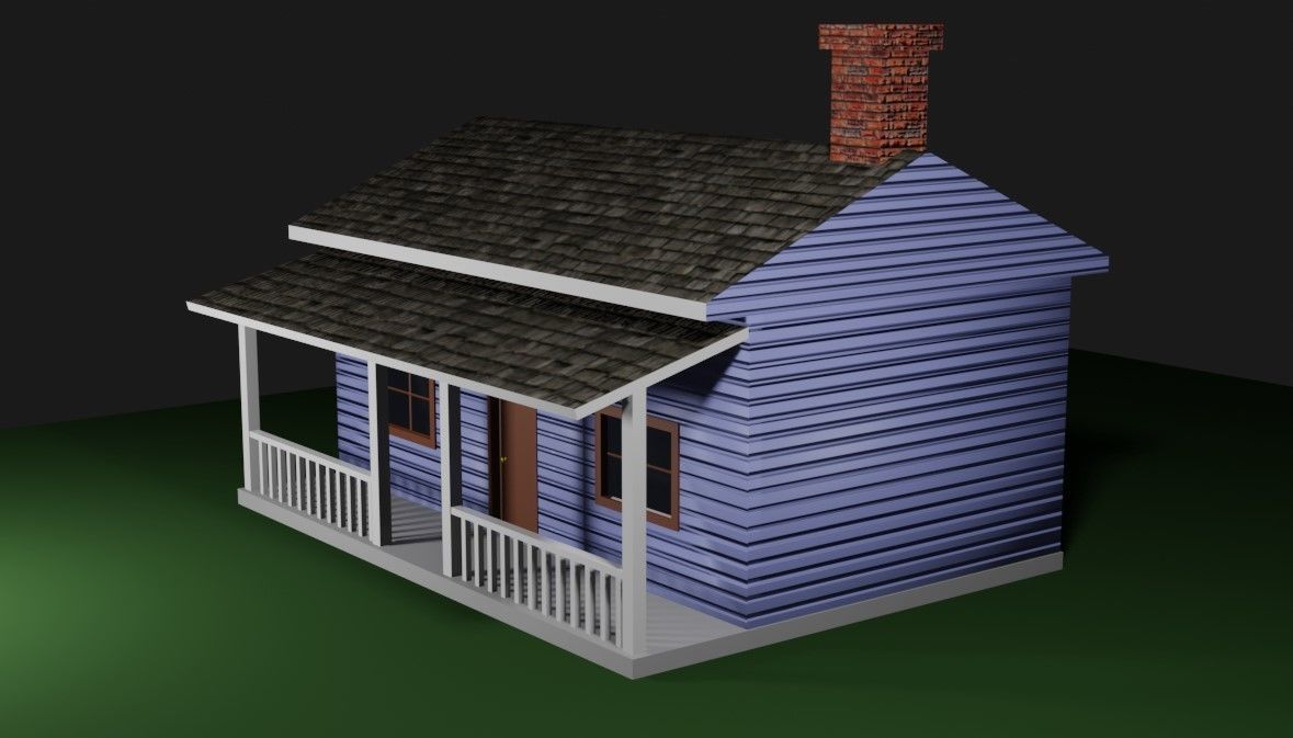 Wood House Basic - Casa de Madeira Low-poly 3D model_2