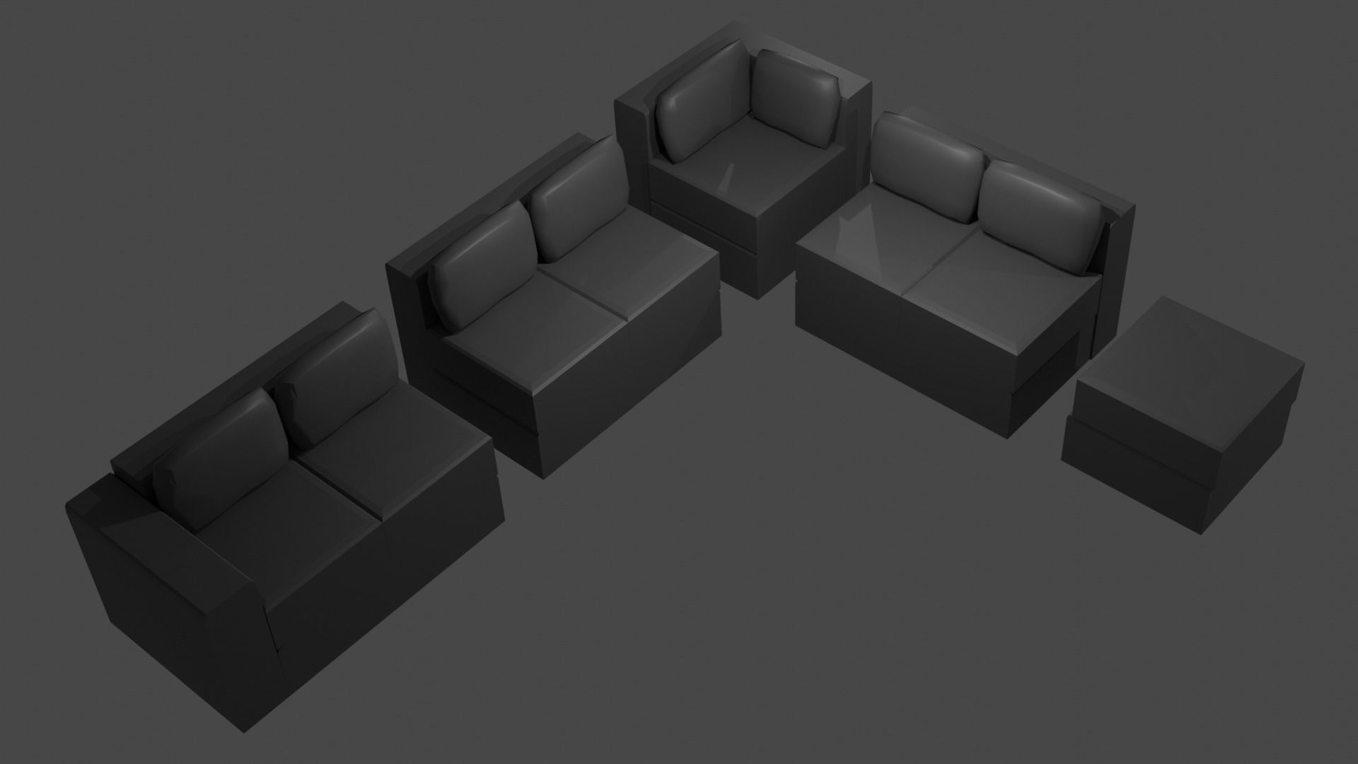 L Koltuk leather sectional sofa Low-poly 3D model_2
