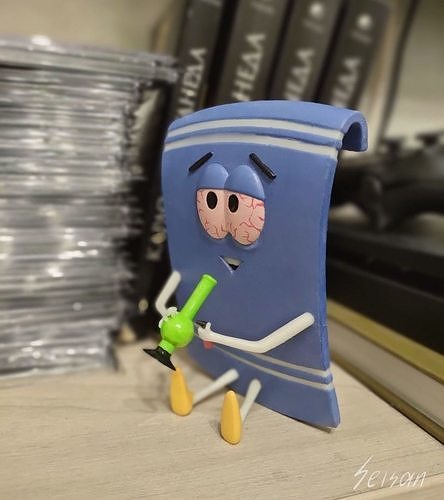 Towelie cartoon character holding book 3D print model