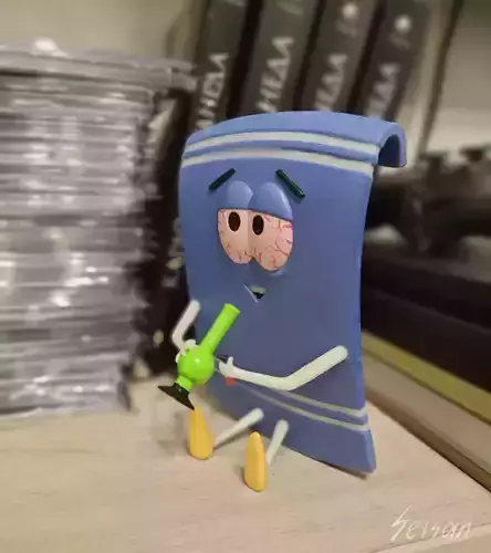 Towelie cartoon character holding book 3D print model