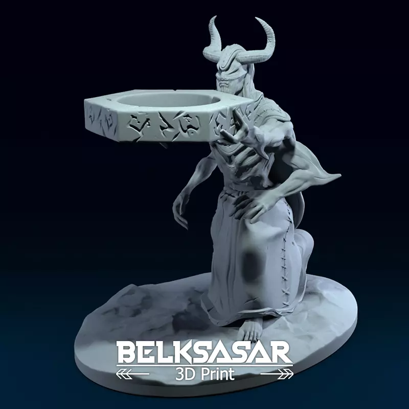 Candle Holder and Pen Holder Demon 3D print model_0