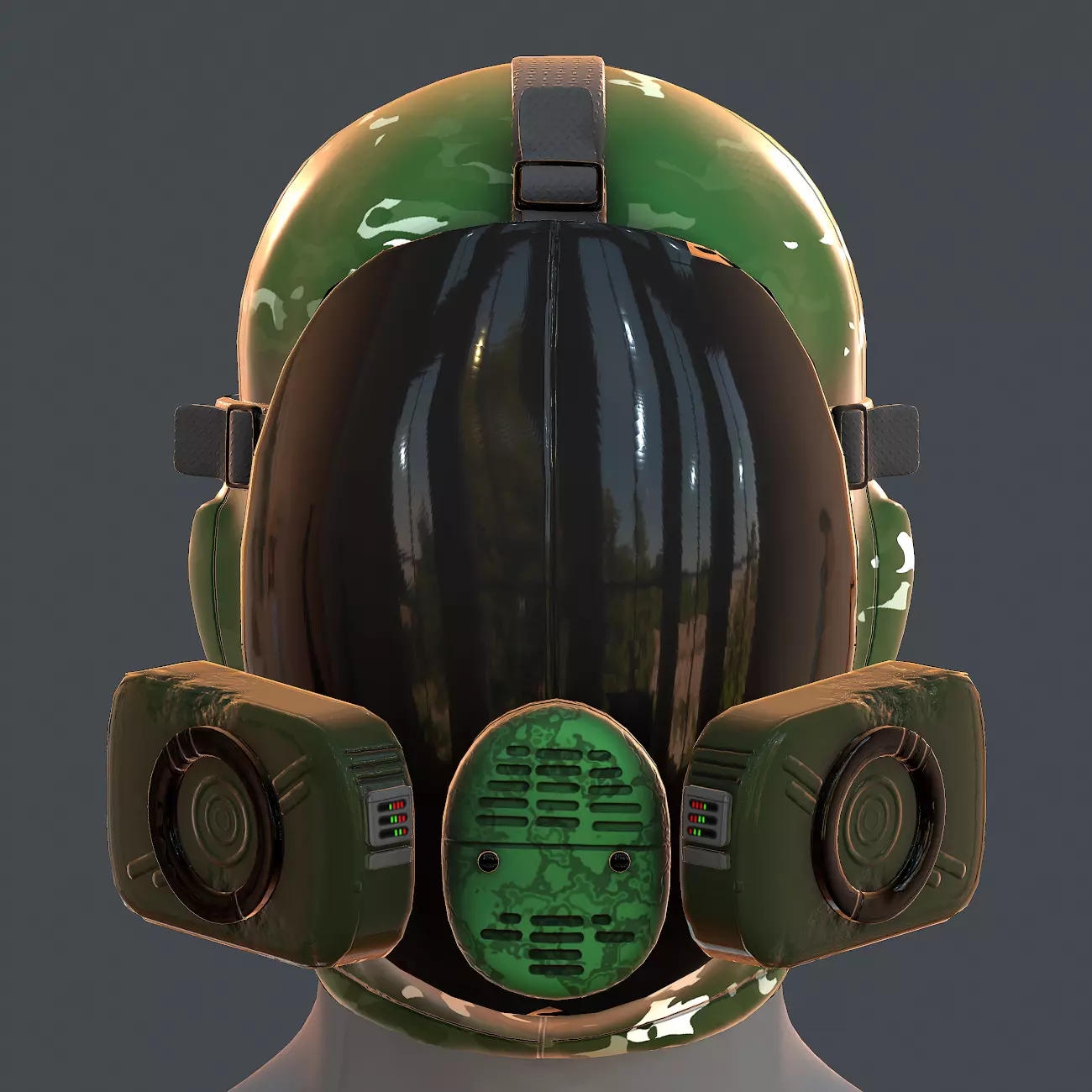 Gas mask helmet 3d model scifi Low-poly Low-poly 3D model