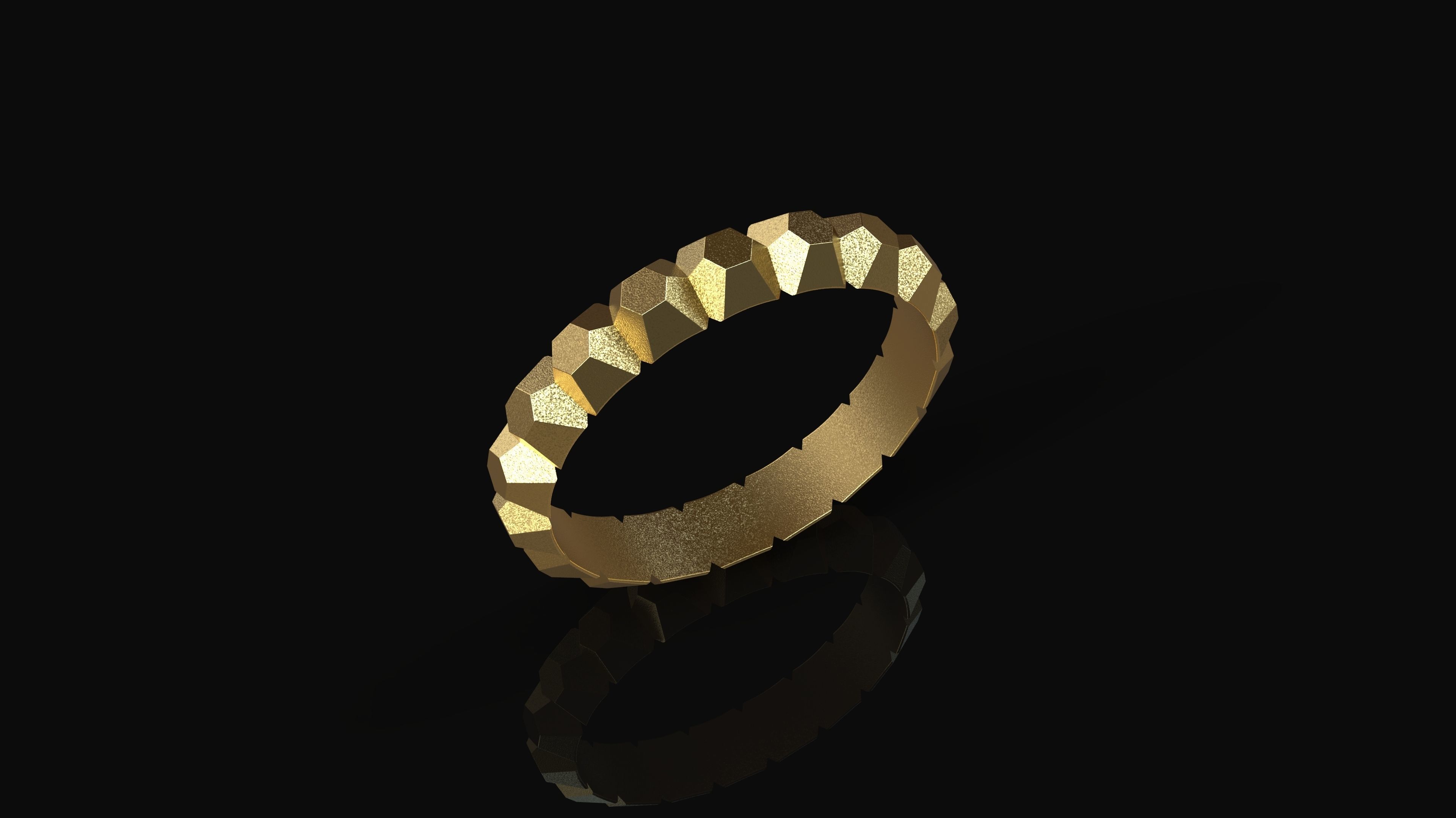 Model 232 Facet Hexagonal Ring 2 EU Size 13 Rings 3D print model_5