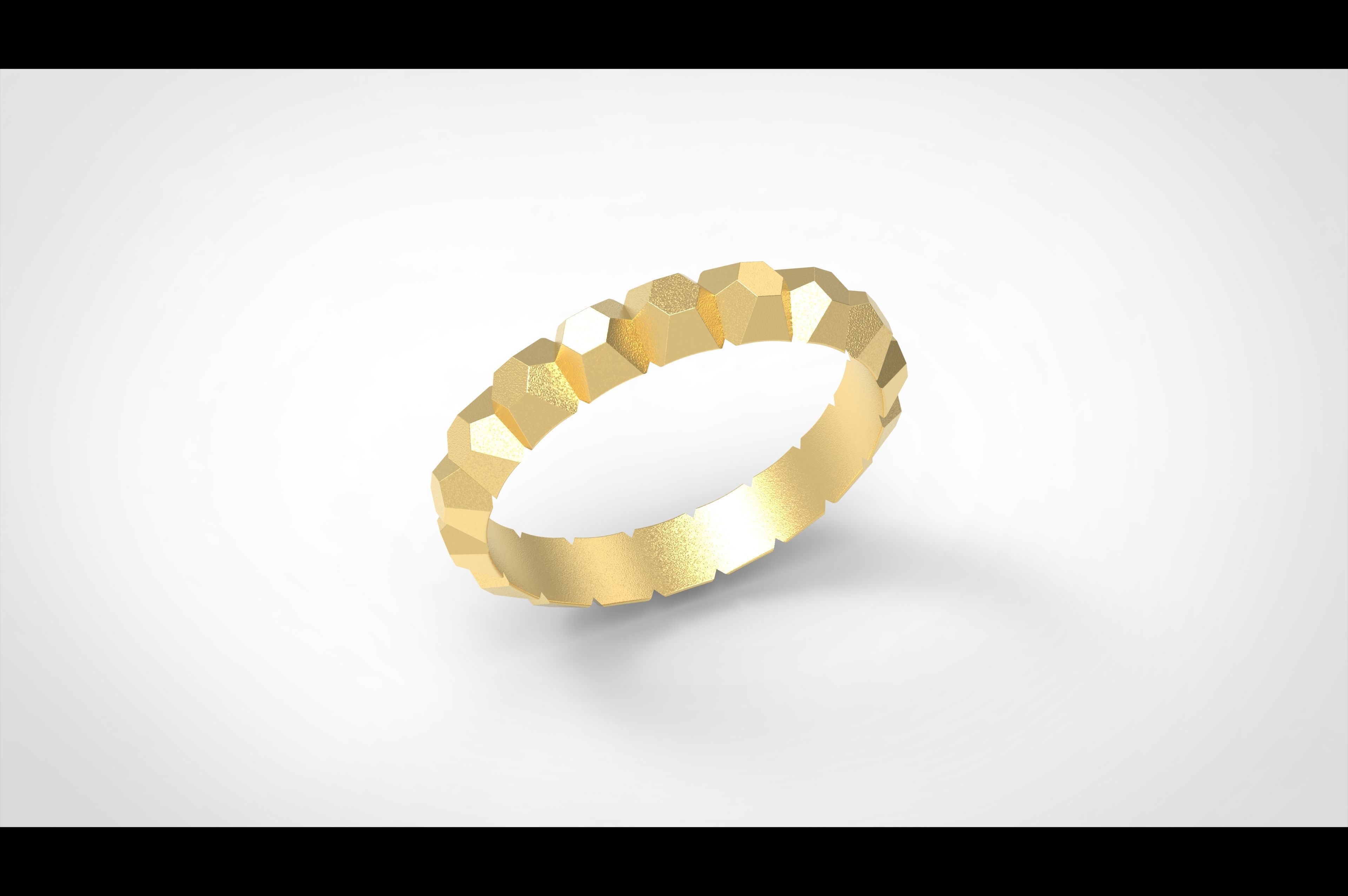 Model 232 Facet Hexagonal Ring 2 EU Size 13 Rings 3D print model_4