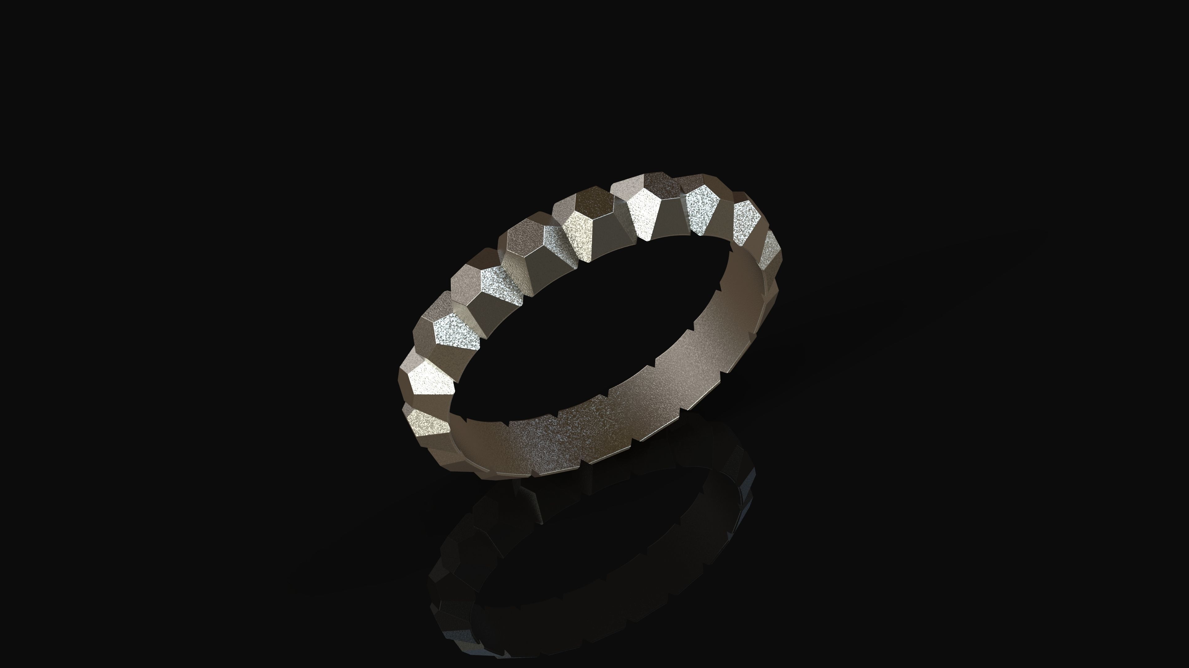 Model 232 Facet Hexagonal Ring 2 EU Size 13 Rings 3D print model_6