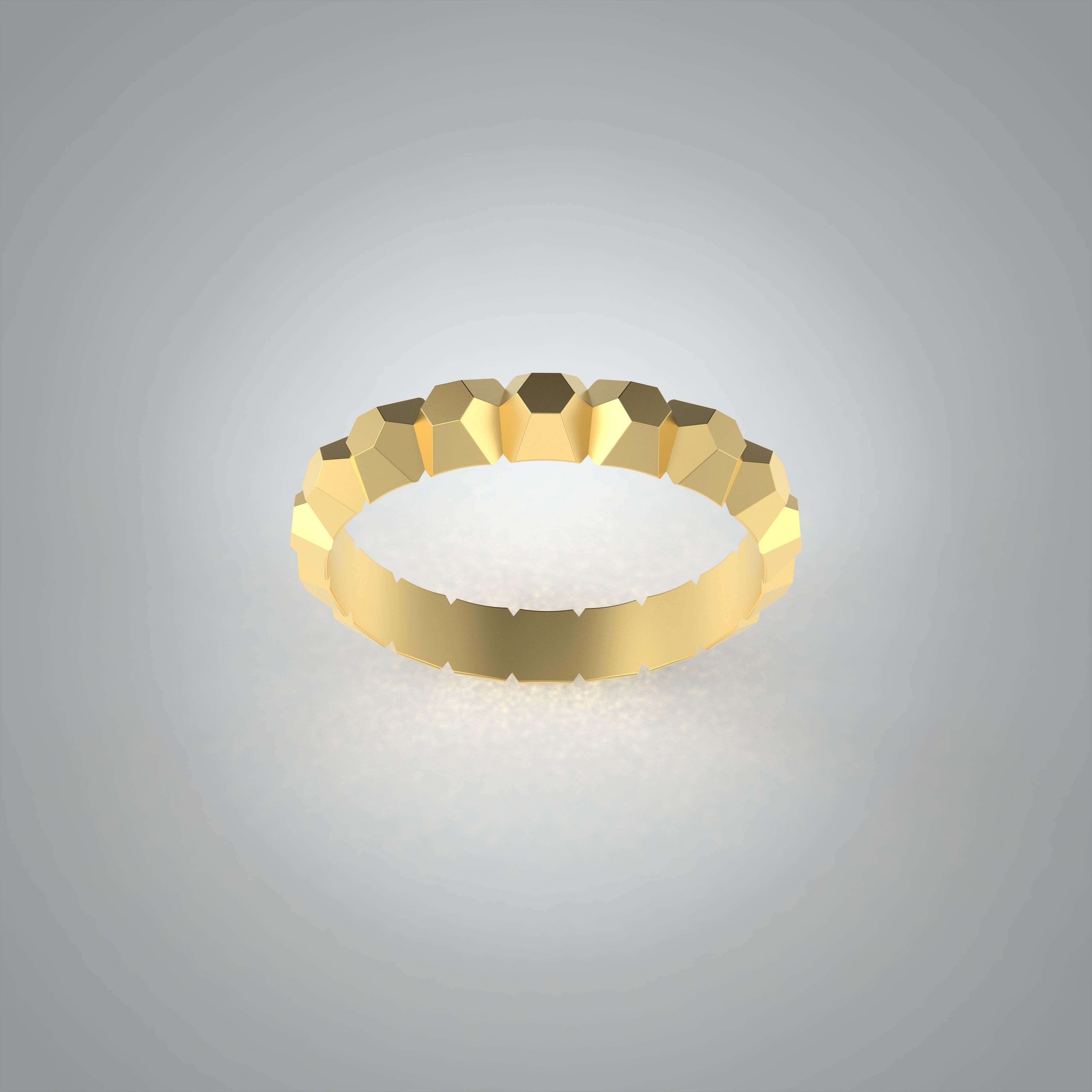 Model 232 Facet Hexagonal Ring 2 EU Size 13 Rings 3D print model_8