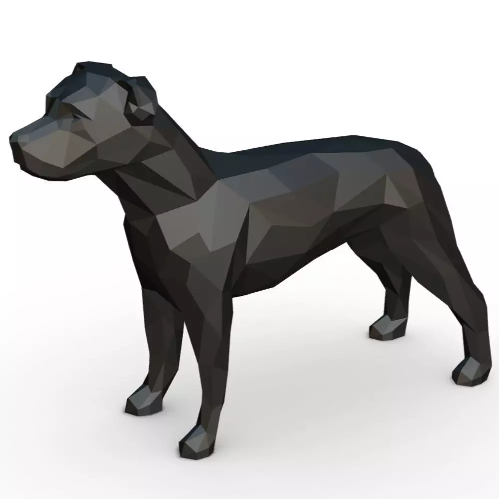 amstaff low poly polygonal dog 3D print model