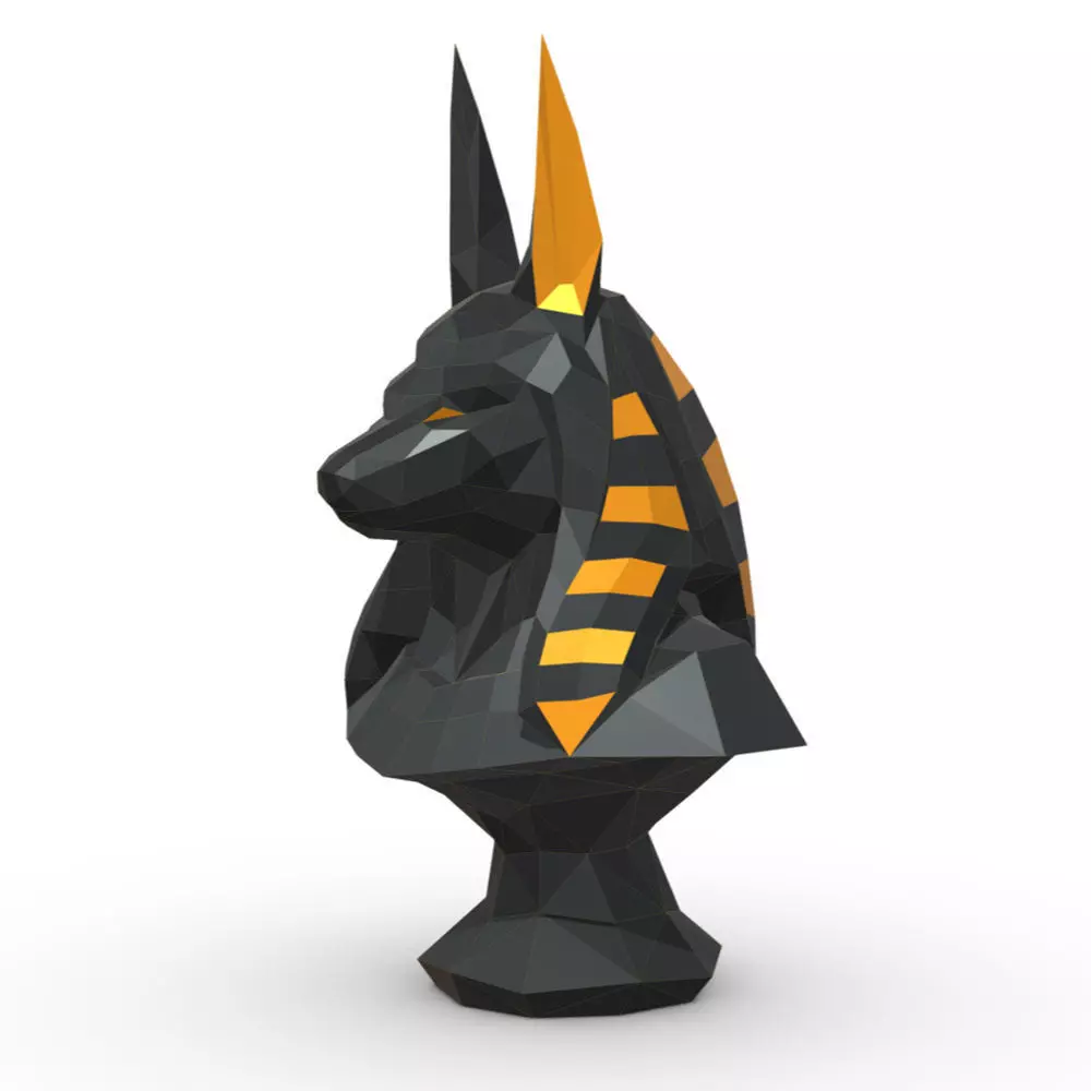anubis low poly egyptian bust 3D print model