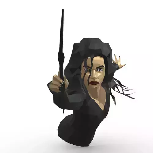 Bellatrix low poly harry potter with wand