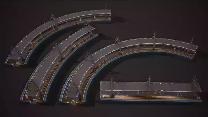 Sci-Fi Platform Road Pack Low-poly 3D model