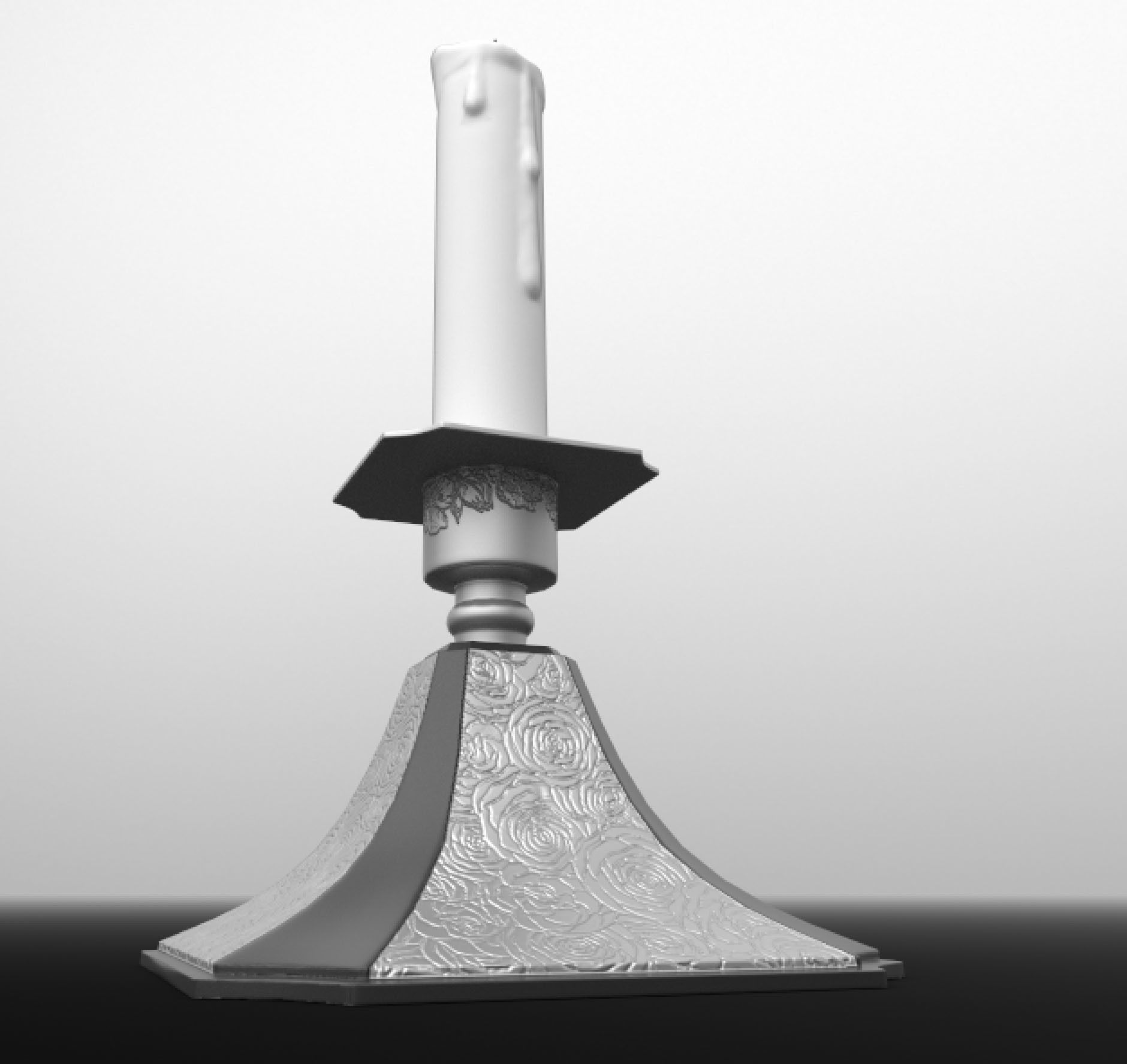 Candle On Stand 3D model_3