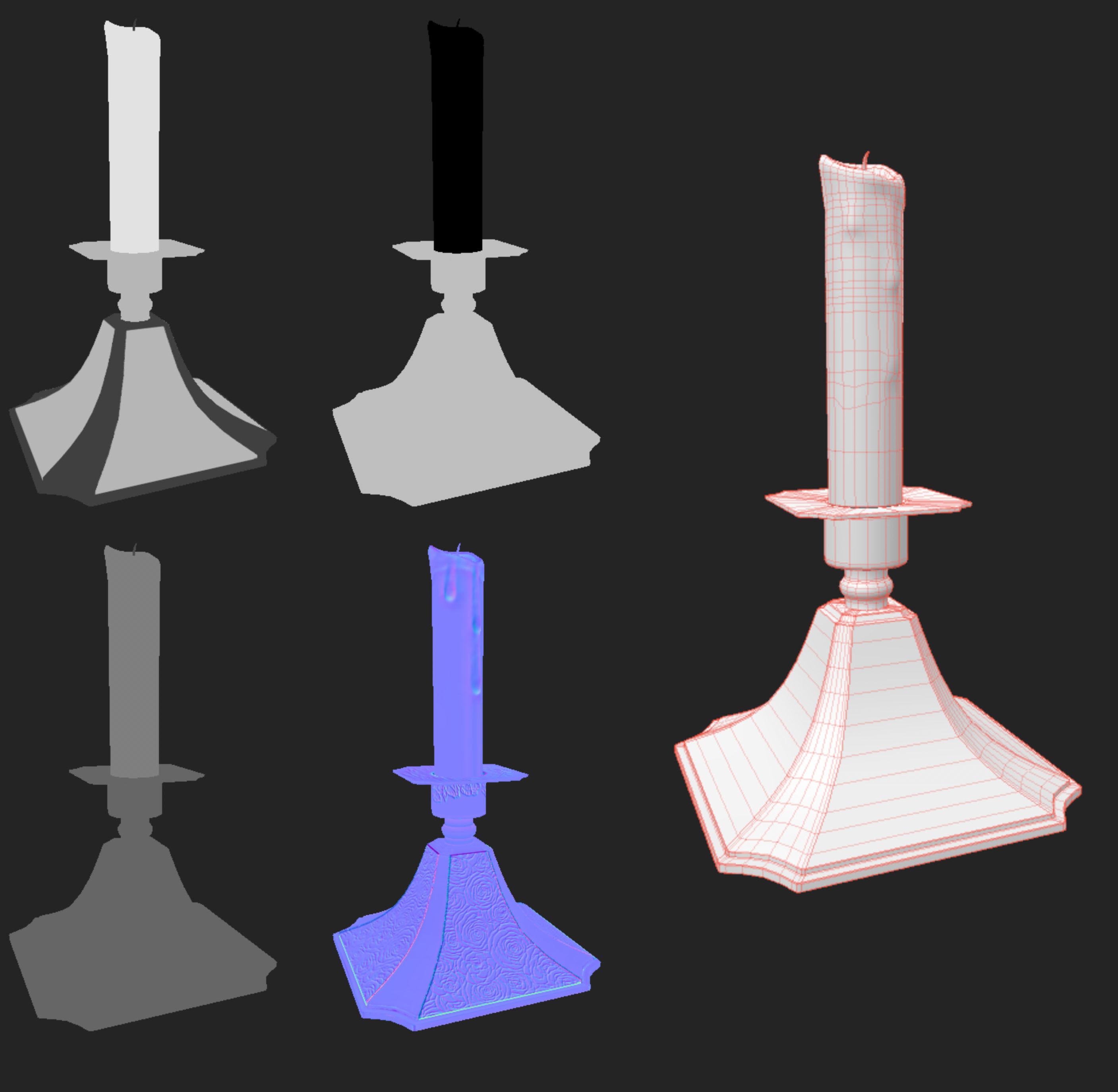 Candle On Stand 3D model_5