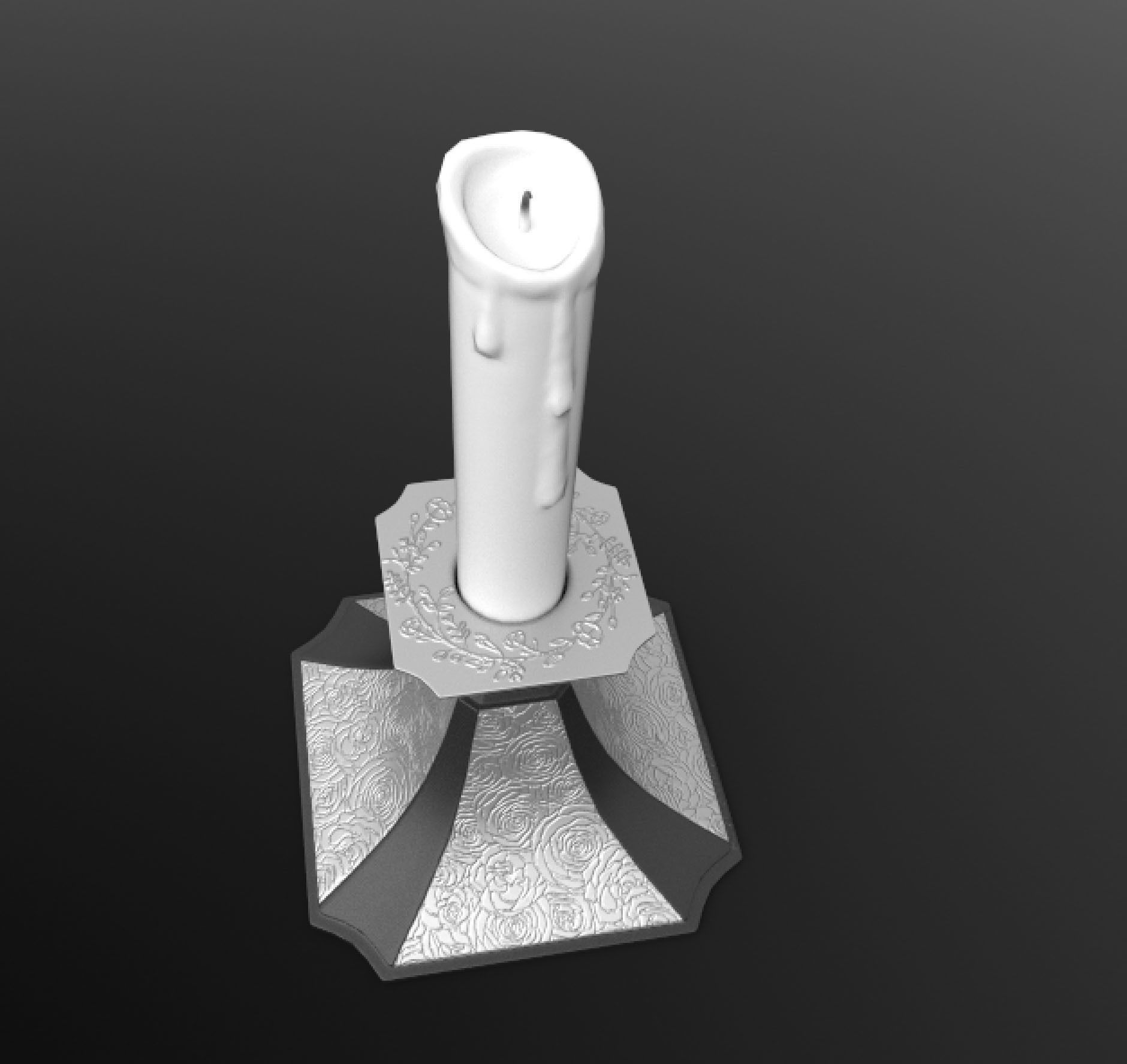 Candle On Stand 3D model_1
