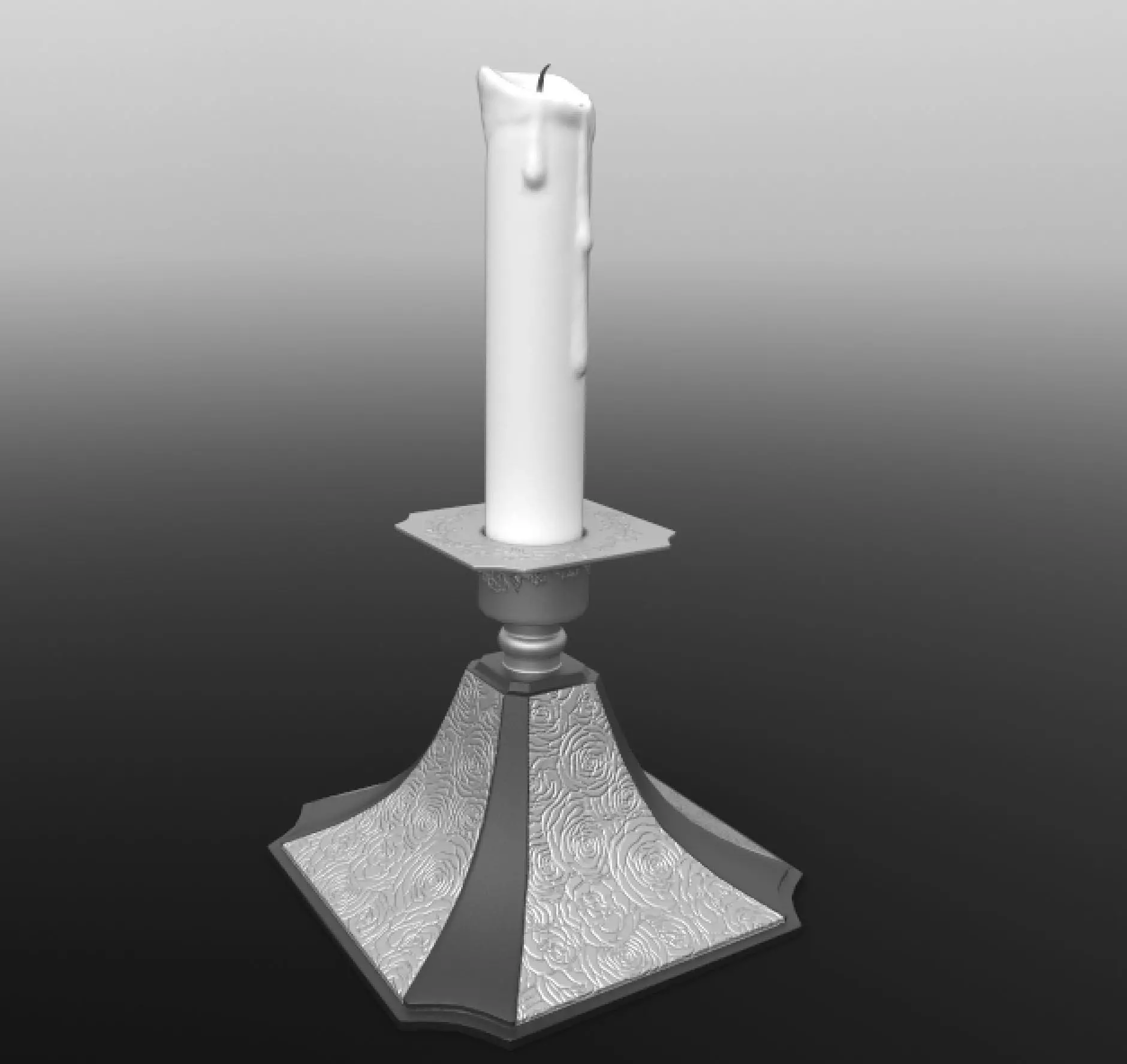 Candle On Stand 3D model_0