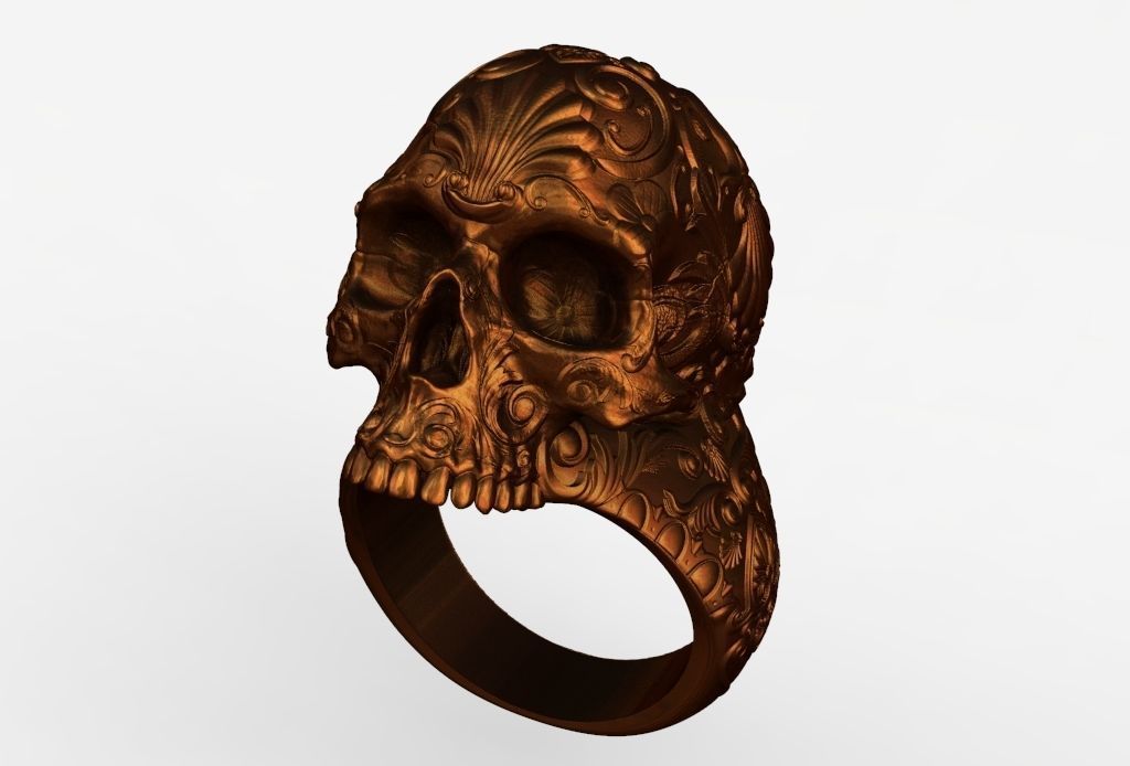 Skull Ring Patterned and Cast in Silver 3D print model_5