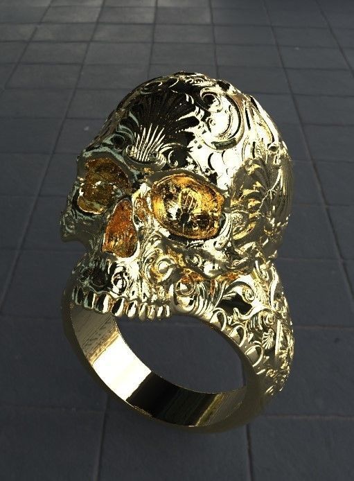 Skull Ring Patterned and Cast in Silver 3D print model_4