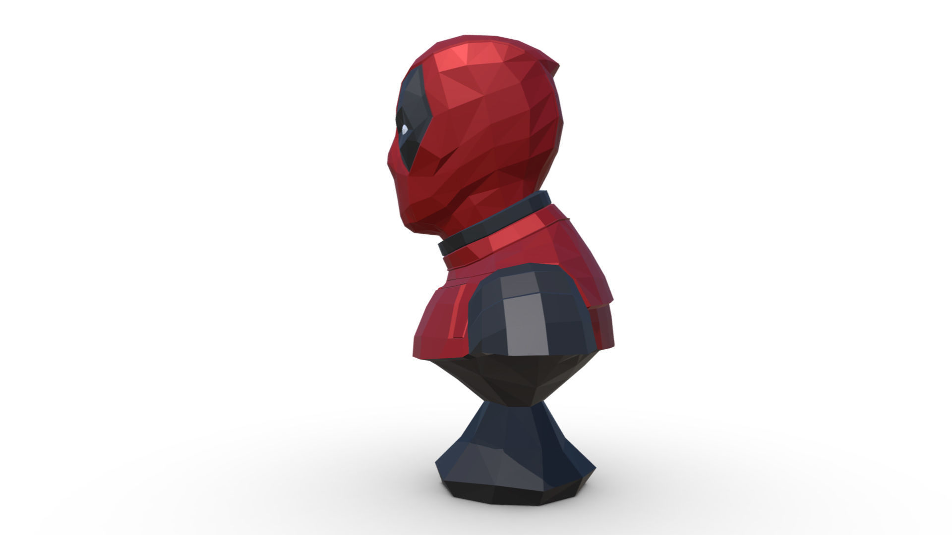 Deadpool low poly bust 3D print model_1