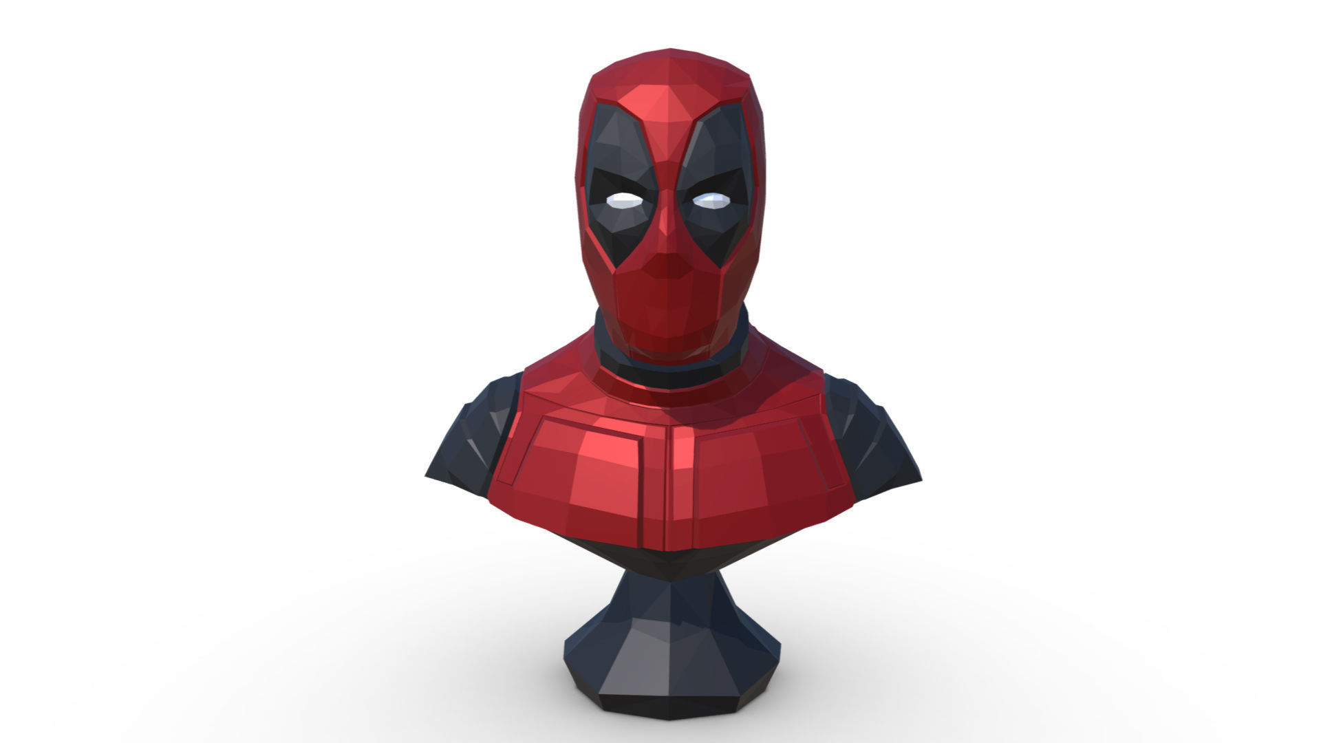Deadpool low poly bust 3D print model_6