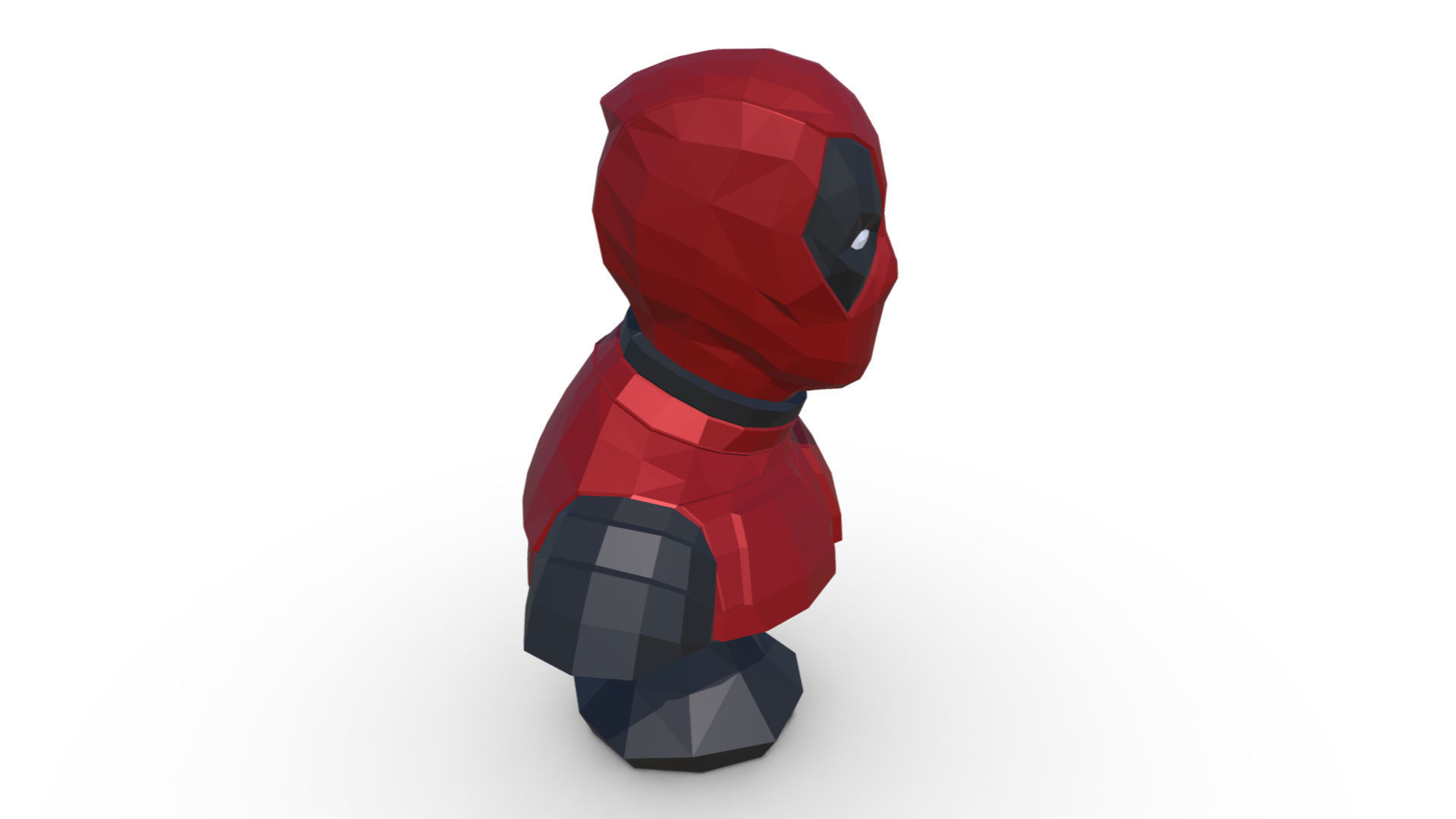 Deadpool low poly bust 3D print model_4