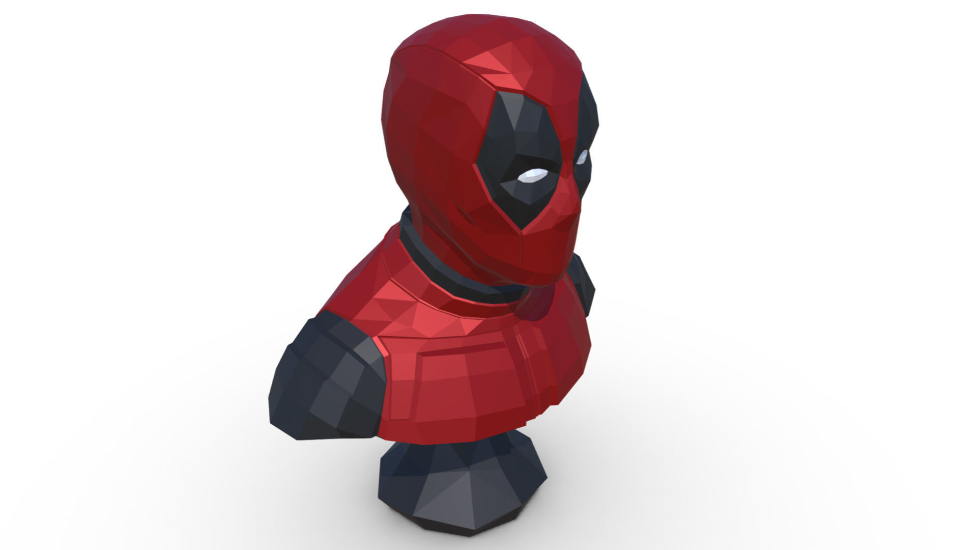 Deadpool low poly bust 3D print model_5