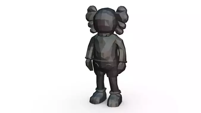 kaws low poly silver figure