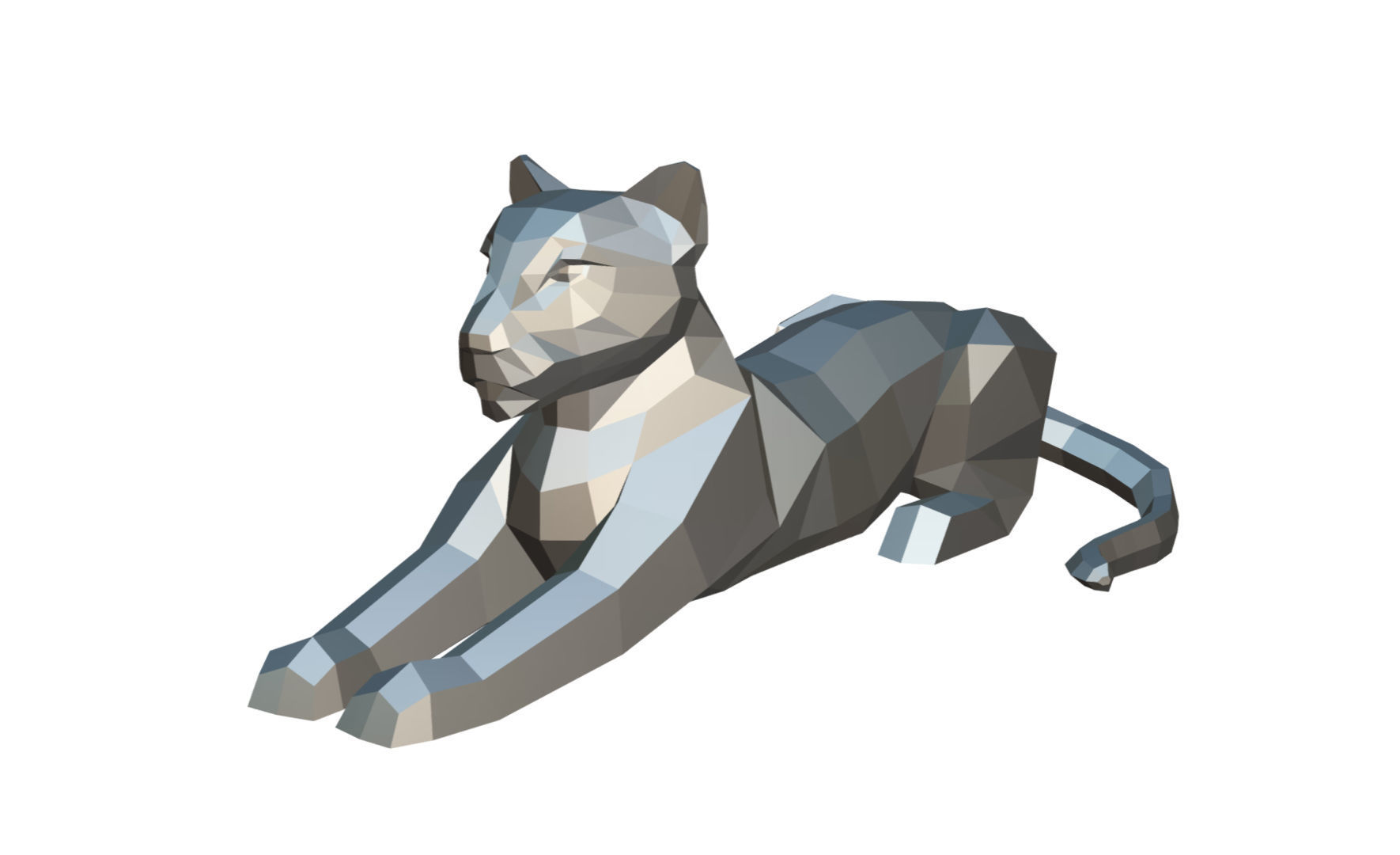leopard low poly panther 3D print model_7