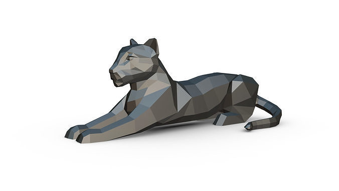 leopard low poly panther 3D print model