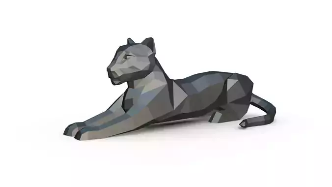 leopard low poly panther 3D print model