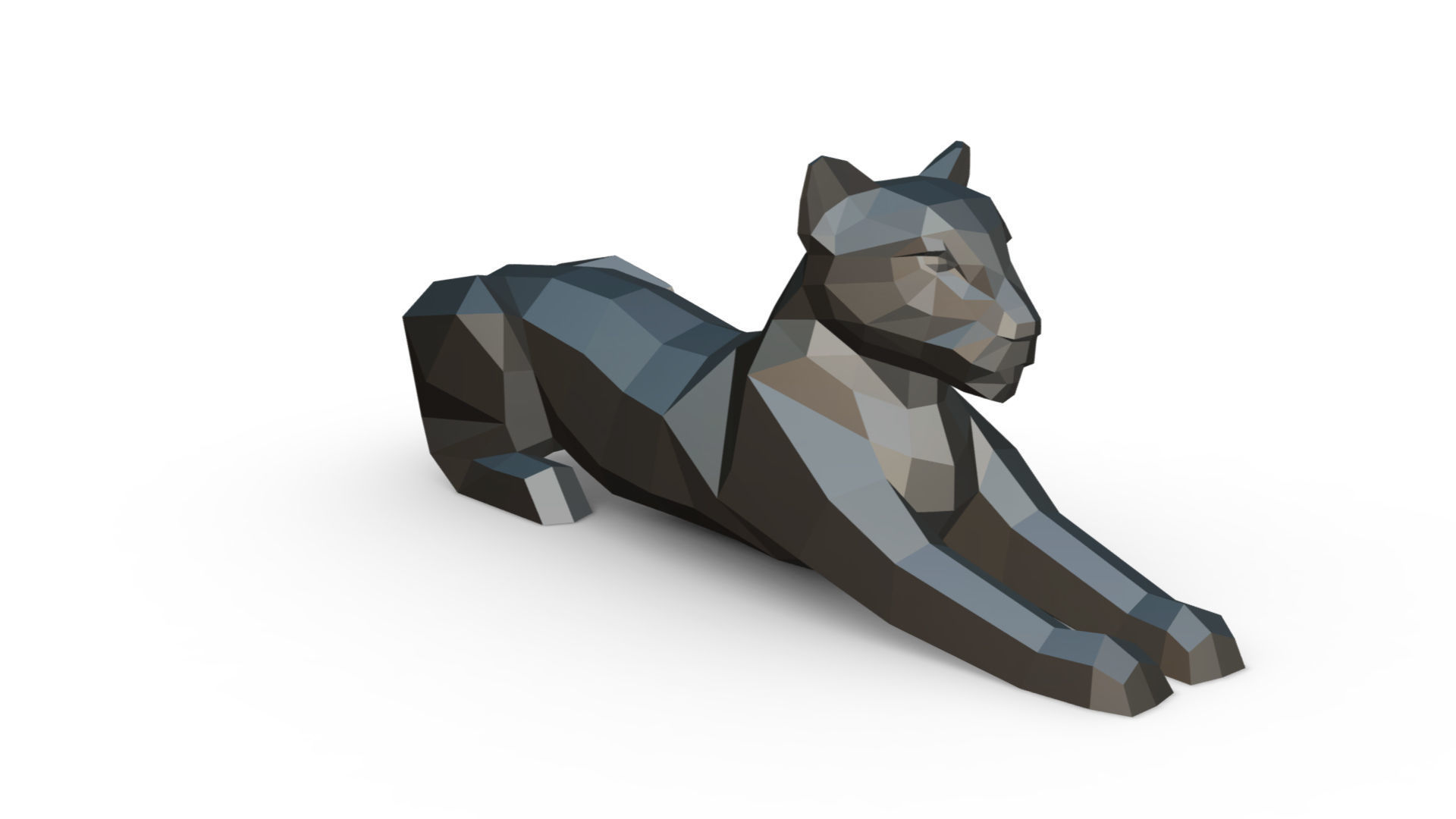leopard low poly panther 3D print model_5