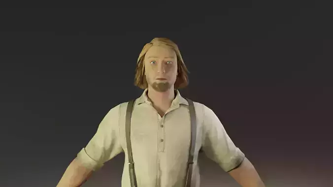 Farmer Peasant Man Low-poly 3D model
