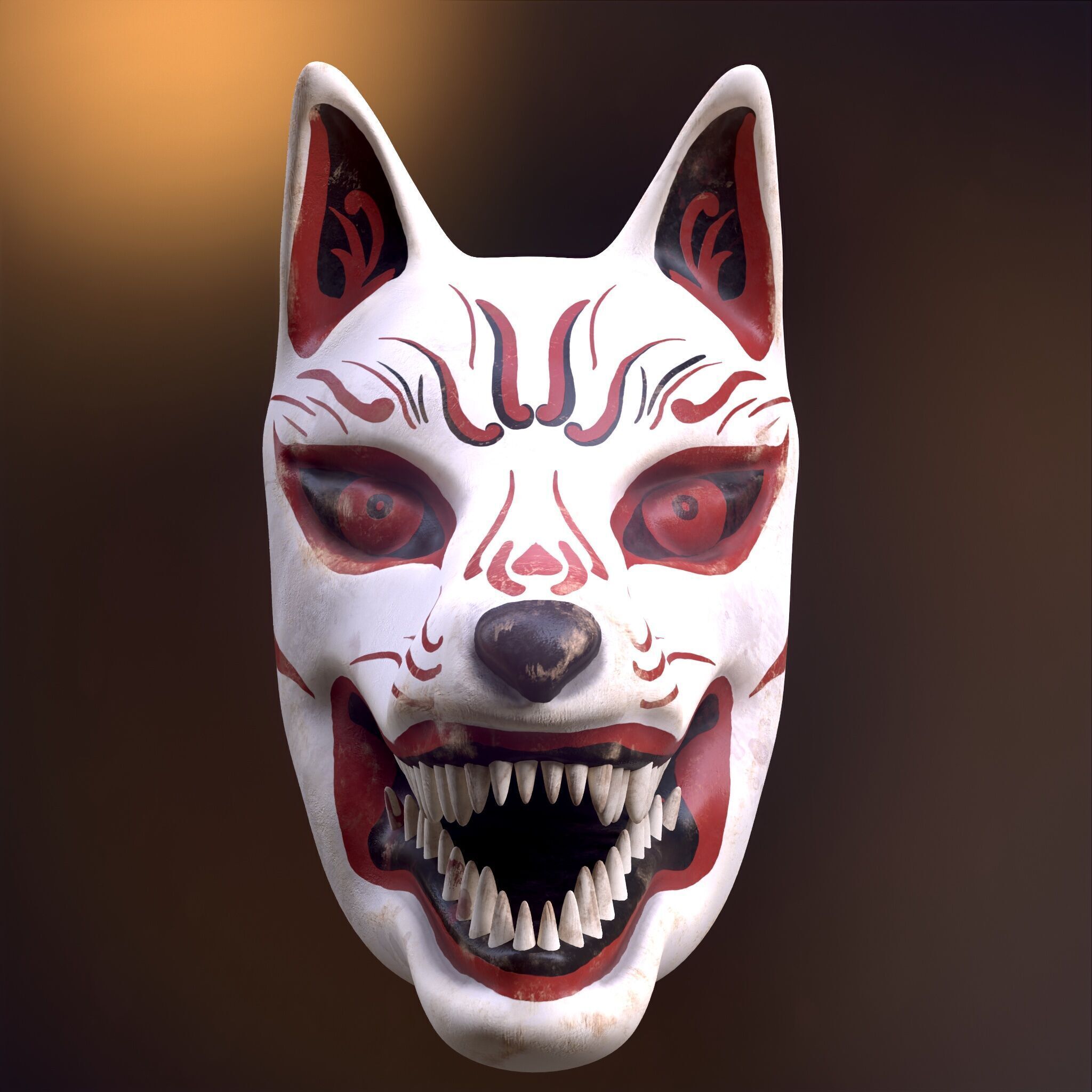 Japanese Kitsune Fox Mask Low-poly 3D model_12