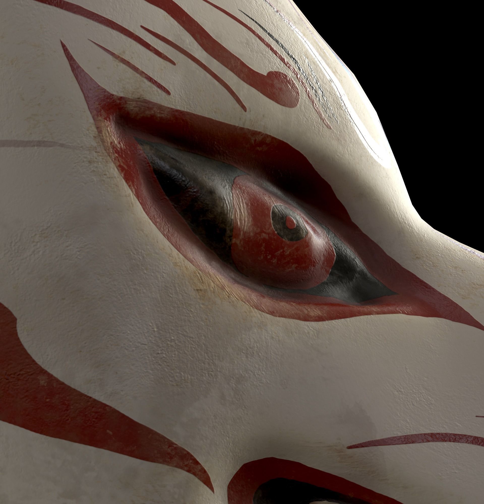 Japanese Kitsune Fox Mask Low-poly 3D model_32