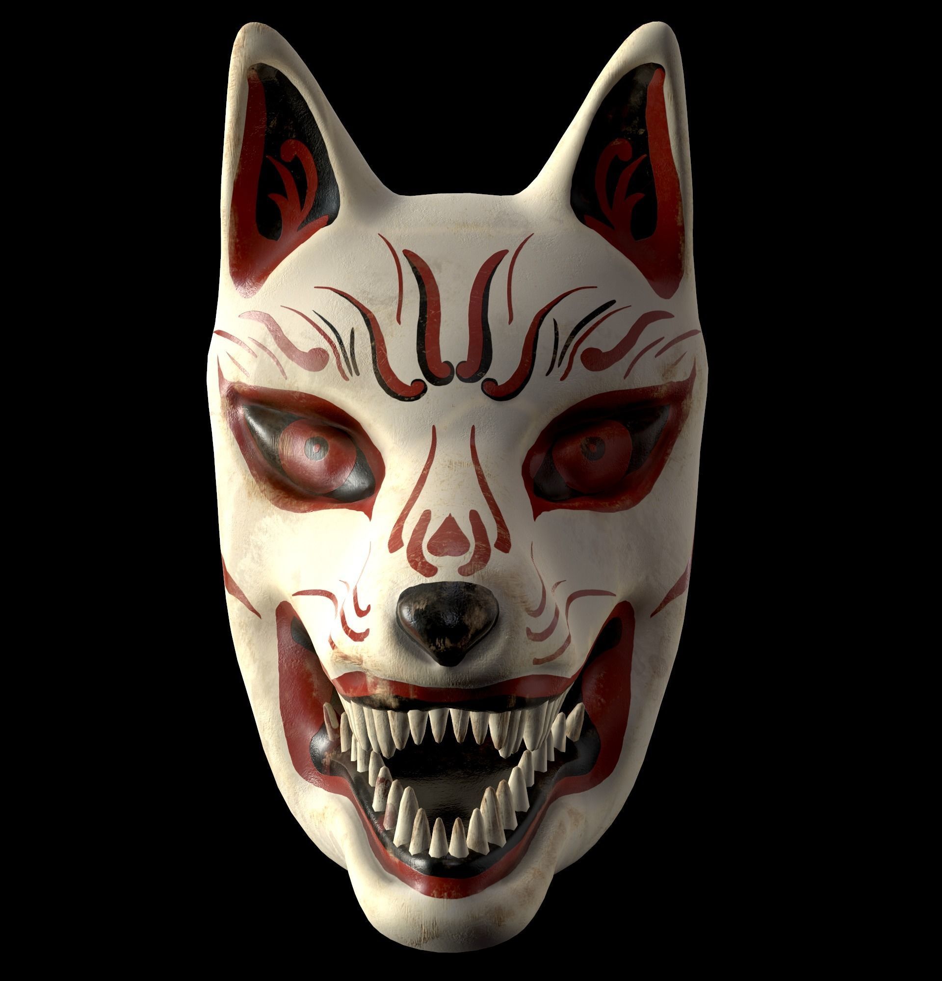 Japanese Kitsune Fox Mask Low-poly 3D model_29