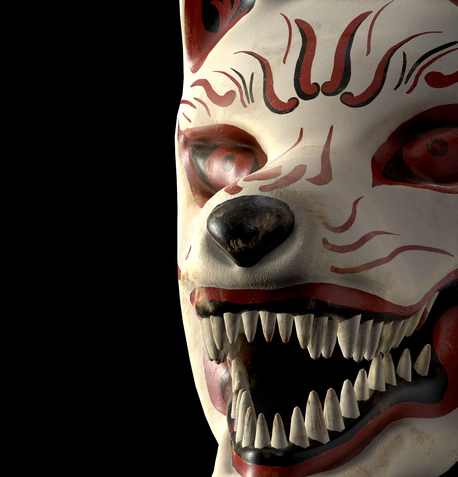 Japanese Kitsune Fox Mask Low-poly 3D model_17