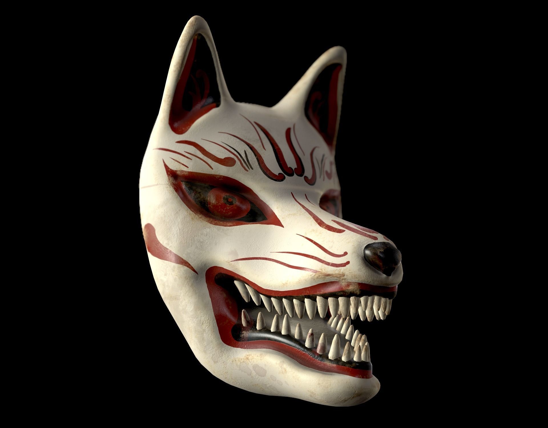 Japanese Kitsune Fox Mask Low-poly 3D model_27