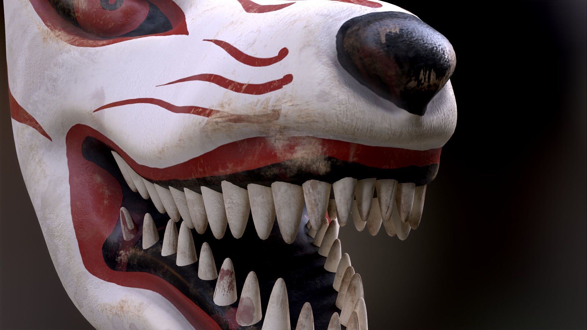 Japanese Kitsune Fox Mask Low-poly 3D model_13