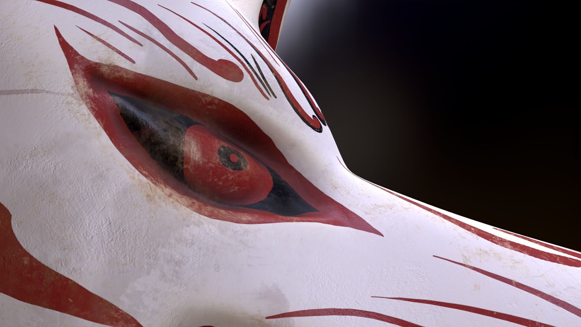 Japanese Kitsune Fox Mask Low-poly 3D model_7